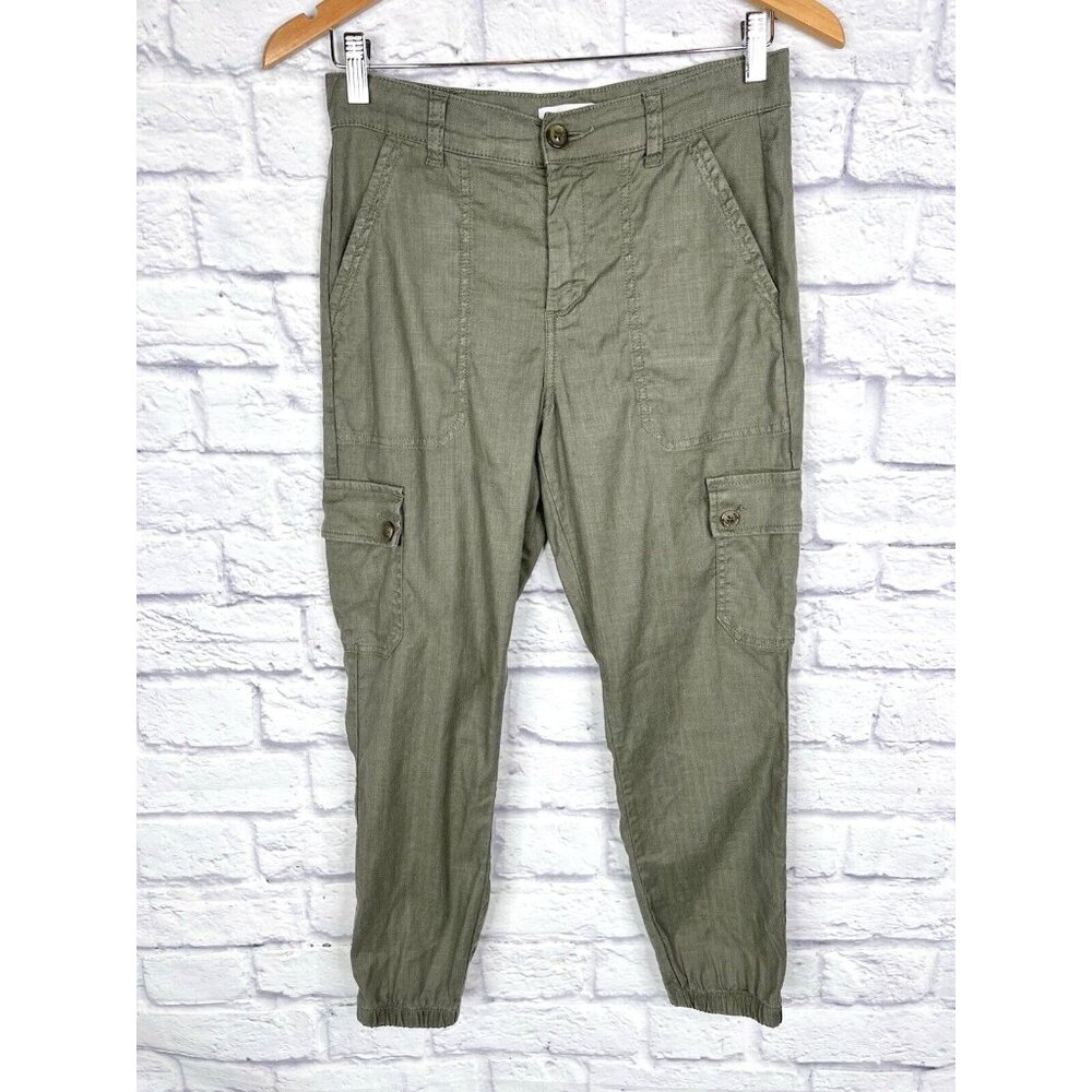 EVEREVE Women's Light Green Linen Blend Cargo Jogger Pants 27 - Picture 1 of 5